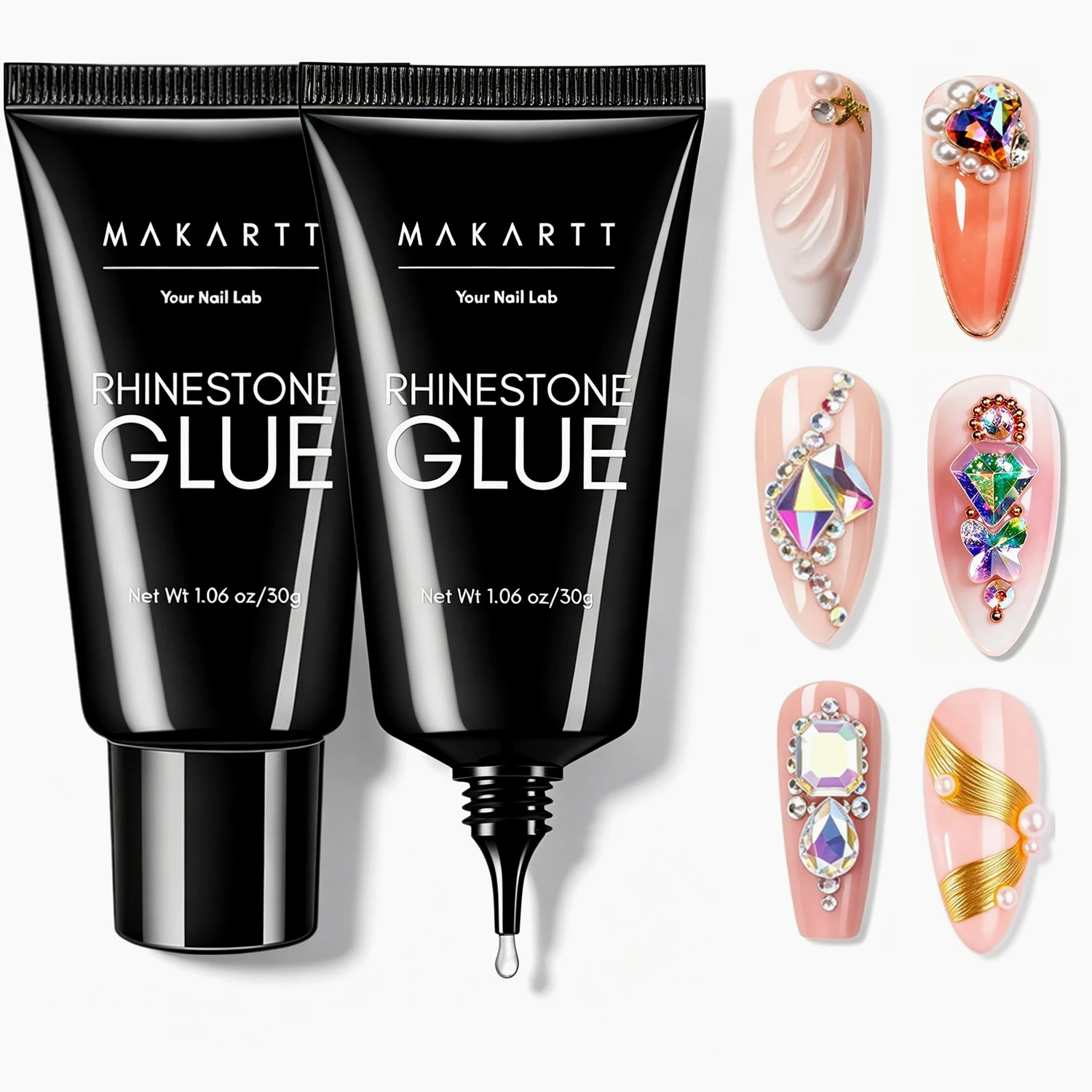 Makartt Rhinestone Glue for Nails 3D Nail Gel Sculpting- Super Strong Adhesive for Charms Gems Crystals, DIY Manicure & Salon,