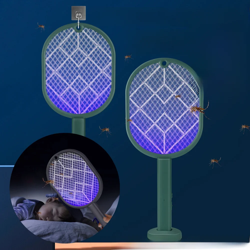 Raquette anti-moustiques électrique 2 en 1, aste par USB, lampe anti-moustiques pliable, tapette anti-moustiques, répulsif anti-insectes