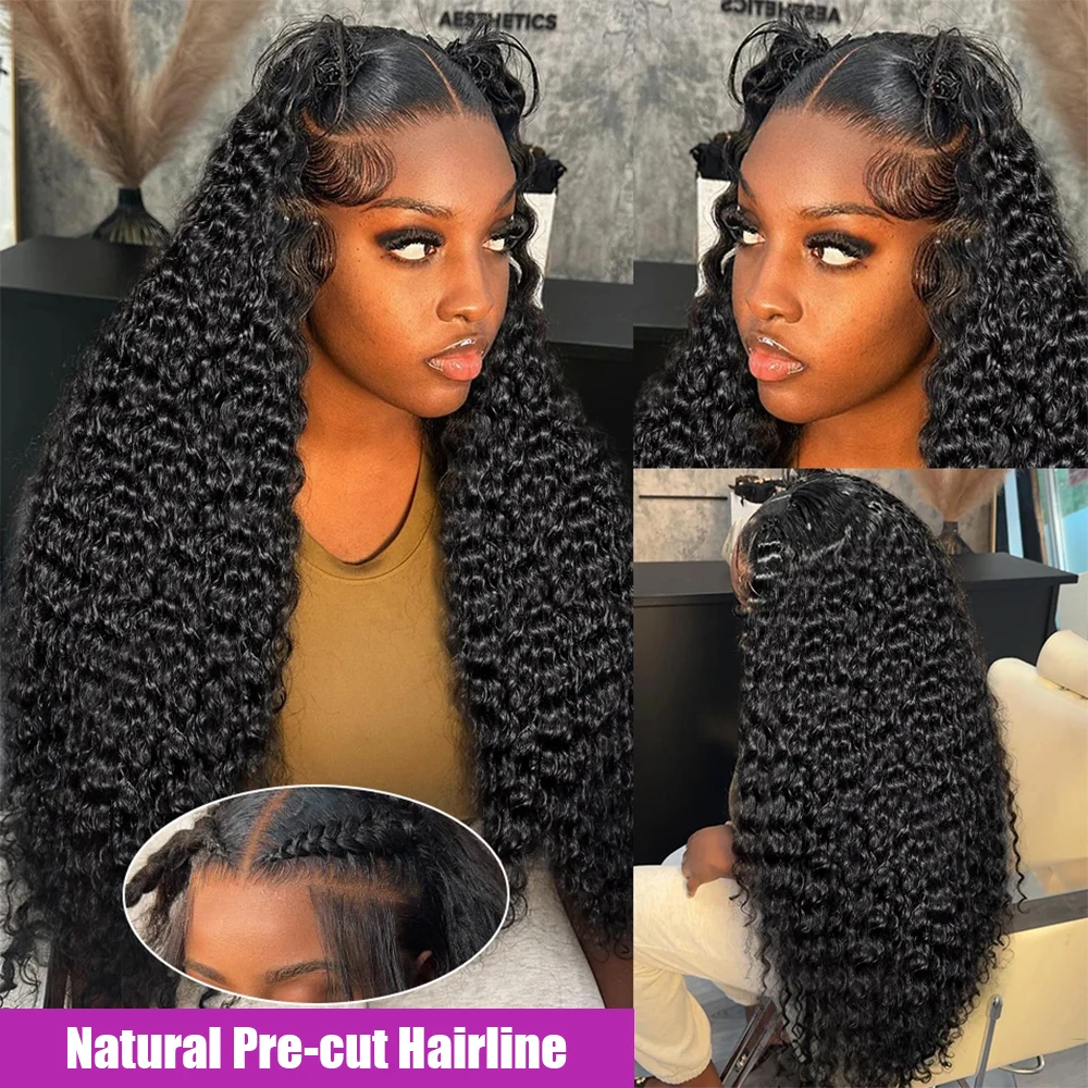 40Inch Deep Wave Frontal Wig Transparent 13x4 13x6 HD Lace Frontal Human Hair Wigs Curly Human Hair Lace Frontal Wigs For Women