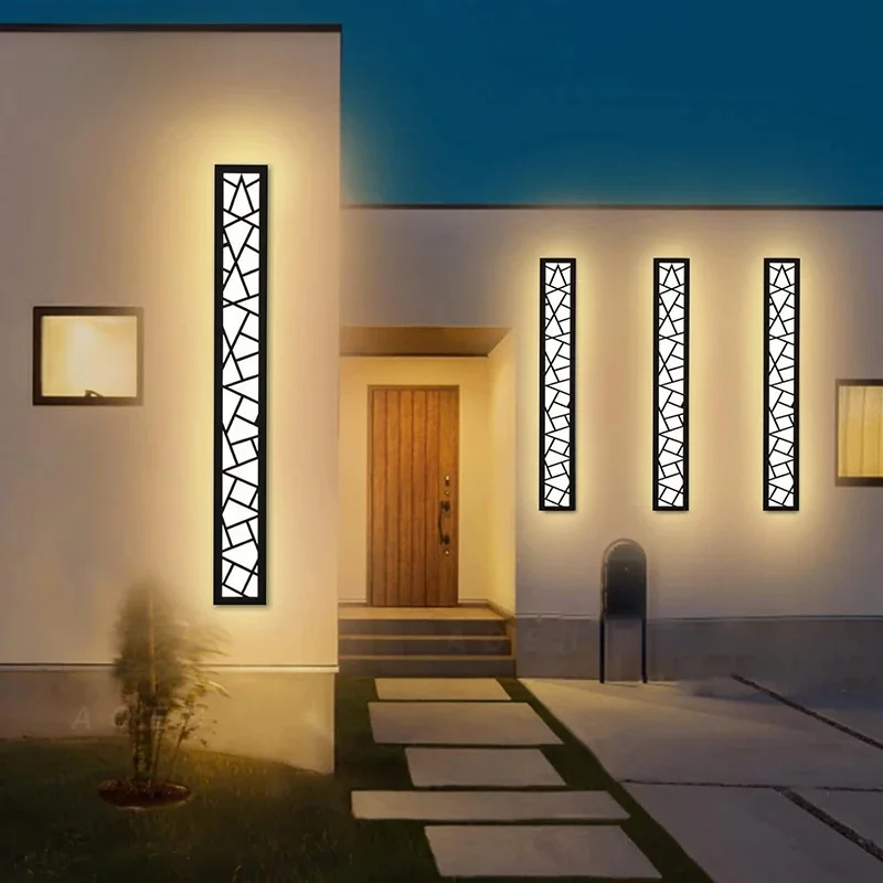 LED IP65 wodoodporna długa lampa ścienna czarne zewnętrzne oprawy oświetleniowe na ganek antykorozyjne kinkiety w kształcie ptasiego gniazda do ogrodów tarasy garaż — 2