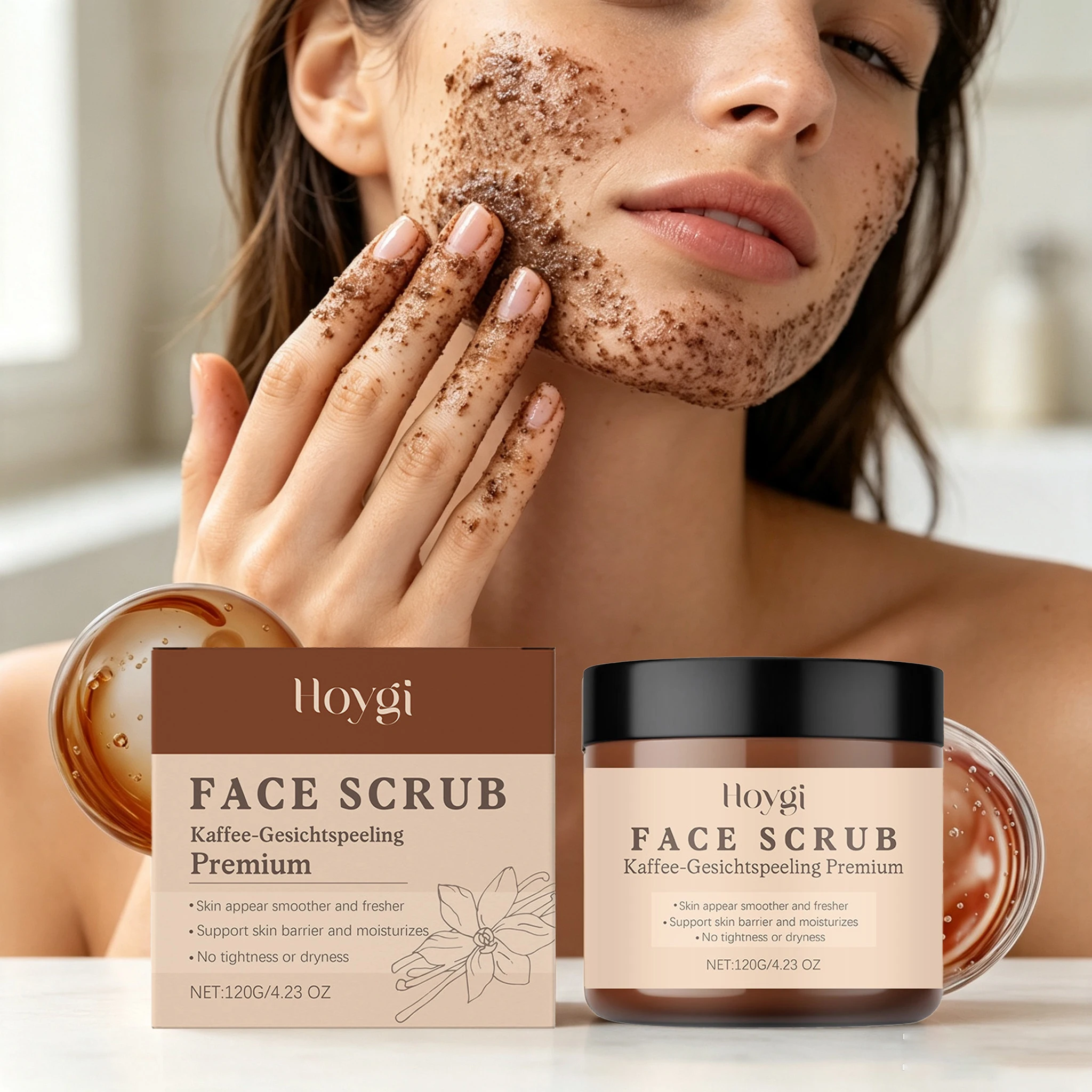120g Vanilla Coffee Face Scrub Cream Gentle Remove Dead Skin Improve Skin Texture Enhance Smoothness Non-tight Face Scrub Balm