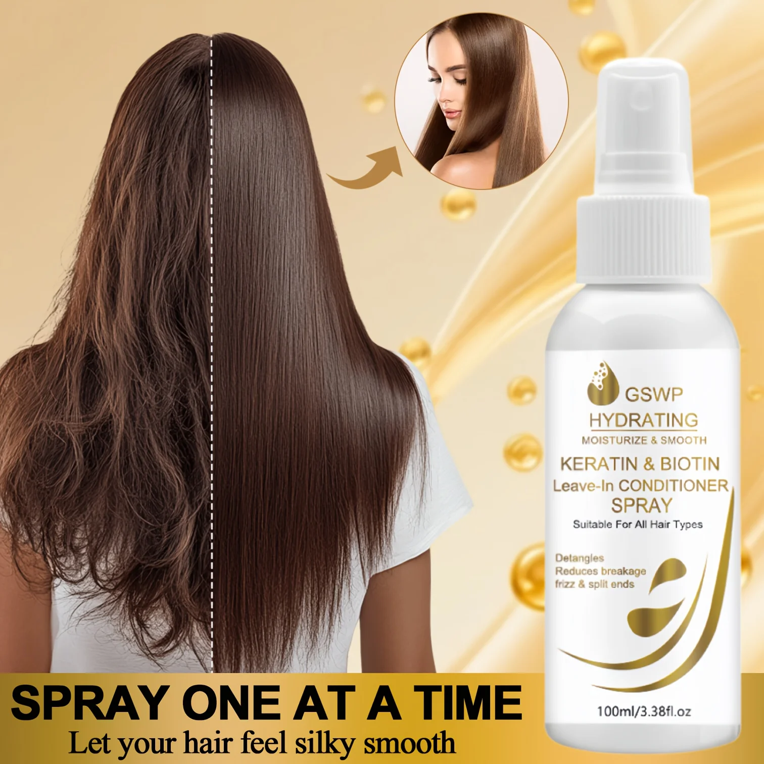 

Спрей-кондиционер GSWP Biotin Keratin без смывания, содержит кератин, не требует вымывания, снижает ущерб от воздействия тепла. 100/200 мл.