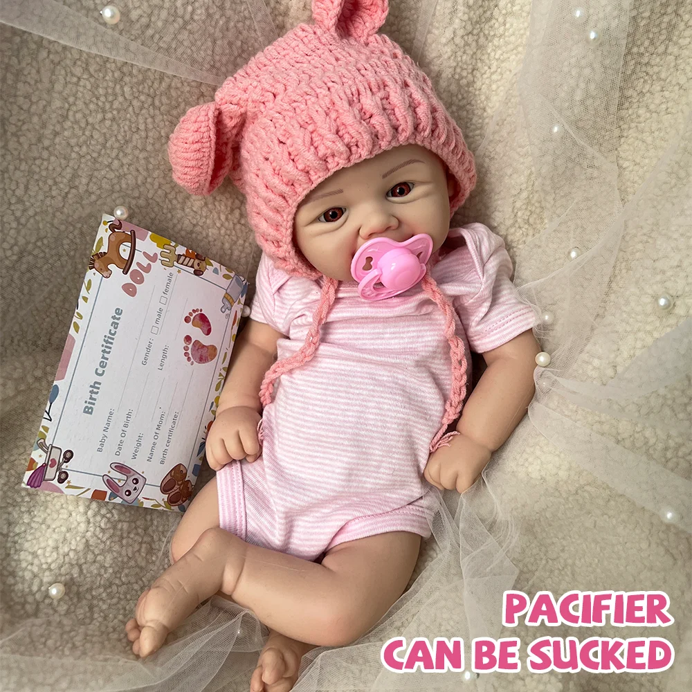 17Inch Adorable Full Body Solid Silicone Reborn Baby Doll Girl Handmade Painted Real Silicone Newborn Doll Artist Collection