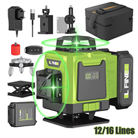 LFINE 360 Laser Levels 12/16 Lines 3D/4D Self-leveling Horizontal and Vertical Cross Super Powerful Green Laser Beams