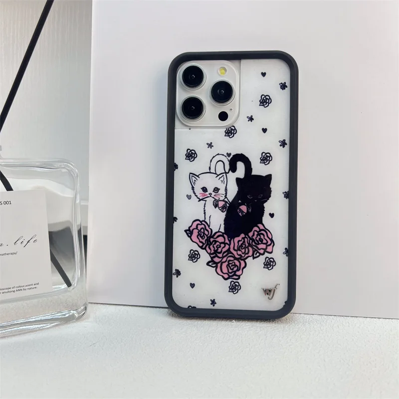 

Wildflower cartoon cute phone case For iPhone Animal Kitten Bear Creative 13 Pro 14 Pro 15 Promax WF Pigeon Lamb Swan phone case