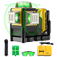 3D 12 Lines Laser Level 360 Vertical Degree 12V Lithium Battery Tool Horizontal Green Light Level Meter Outdoor