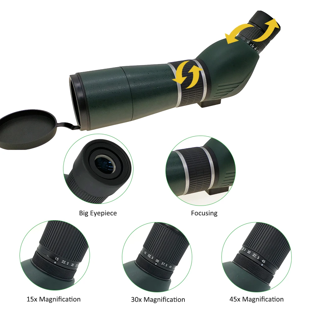 TONTUBE Spotting Scope 15-45X60 Observation Professional Powerful Monocular Telescope with Tripod for Mobile Birdwatching