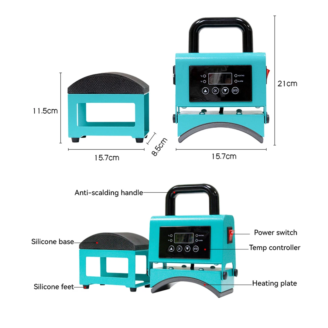 Imagem -02 - Smart Mini Heat Press Machine Curvo Teflon Revestido Placa de Calor Tipos de Conjunto de Aquecimento x 5.9