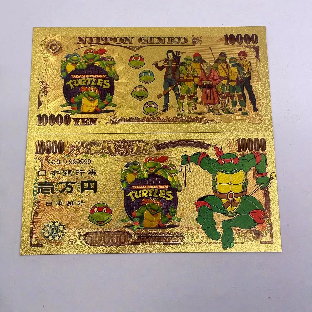 هدية الكريسماس سلاحف النينجا الذهب احباط الأوراق النقدية 5 قطعة/المجموعة أنيمي الأوراق النقدية التذكارية 10000 ين نمط جمع هدية لمحبي #4