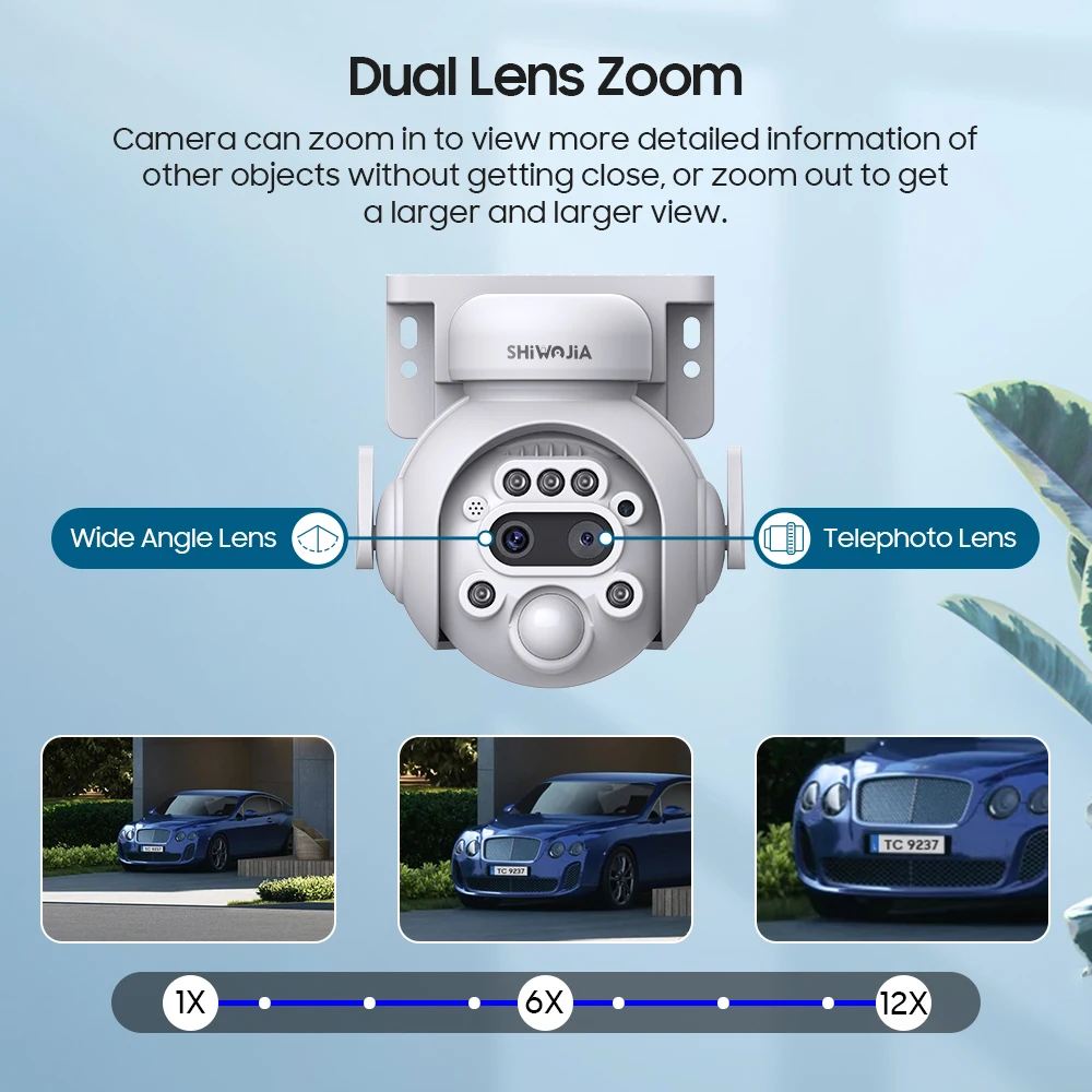 SHIWOJIA 2026 New 6MP PTZ Outdoor WiFi Security Camera IP65 Waterproof Mini CCTV Camera