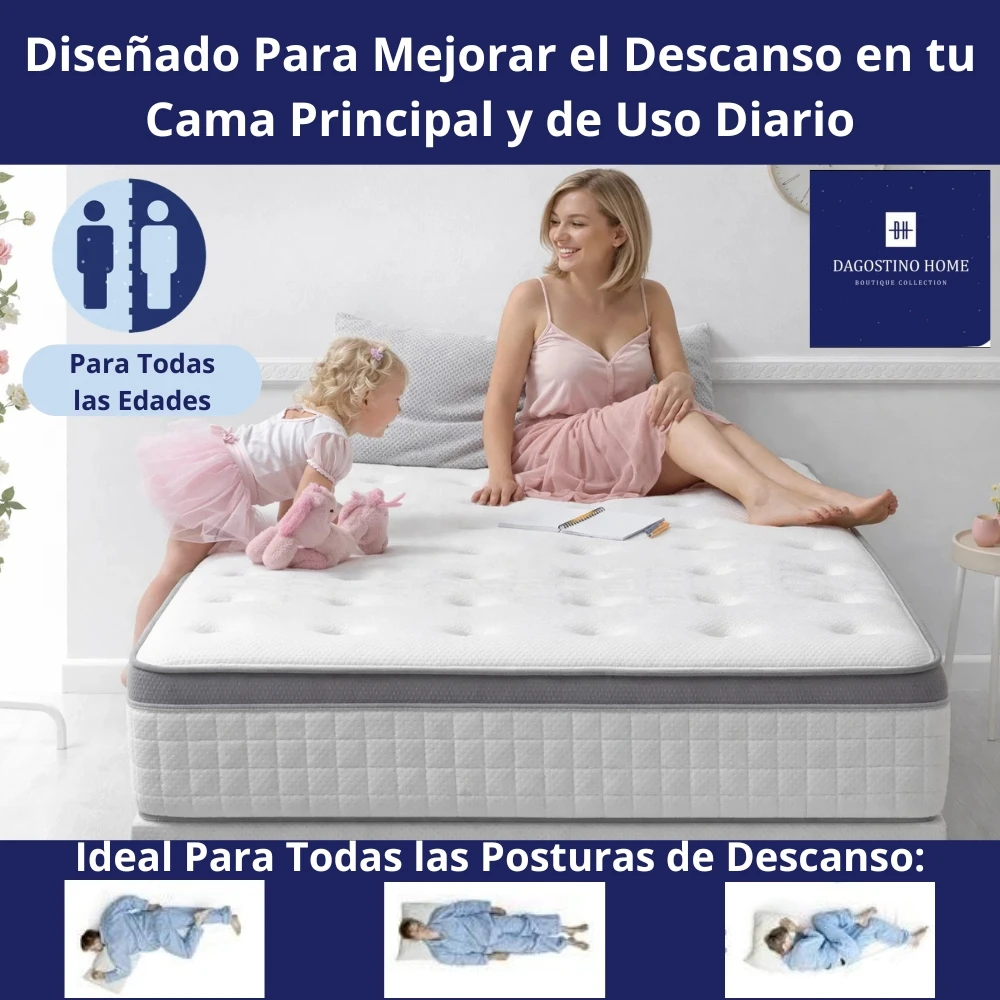 Colchón Muelles Ensacados | Alto 30cm | Firmeza Alta Ideal para Molestias de Espalda | Doble Cara Invierno-Verano