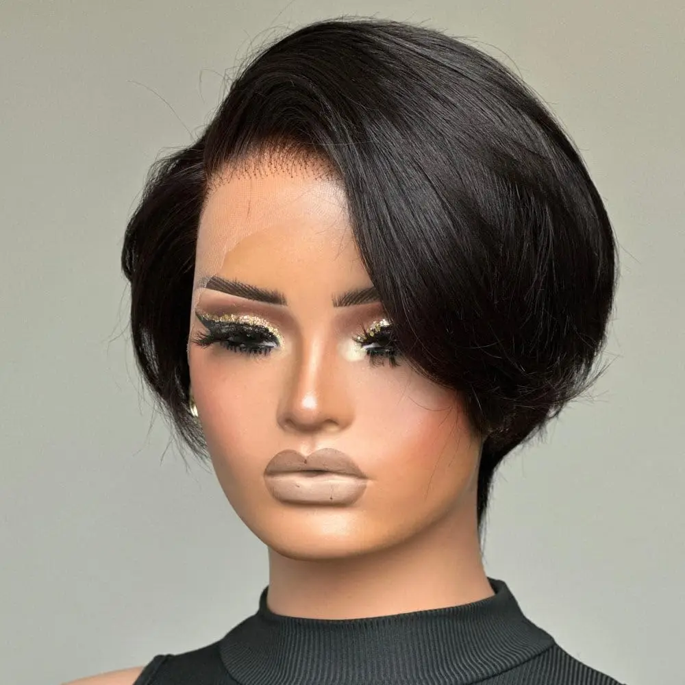 Straight Pixie Cut Human Hair Wig Short Wigs 13x4 Lace Front Wigs Human Hair Pre Plucked Pixie Cut Wig Natural For Black Women