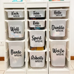 German Aufkleber für die Wäschesortierung Vinyl Art Stickers Waterproof Label Wäschekiste Letter Decals Storage Box Decoration