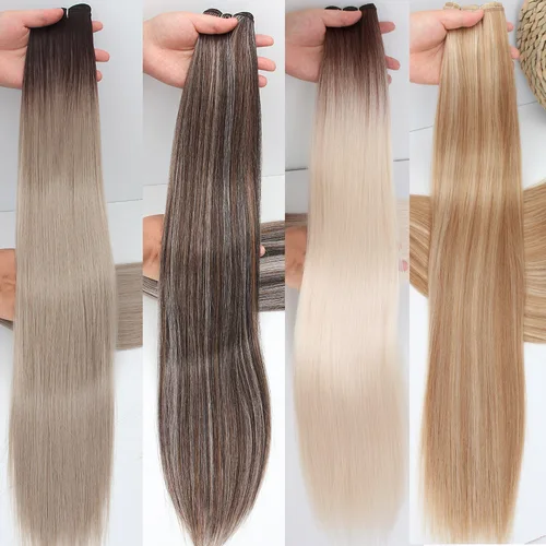 Imagen 1 del producto Extensiones de pelo ondulado ruso, 65cm, 200G, extensiones de cabello sintético de fibra, Bio proteína, cola de caballo resistente al calor, pelo de Cosplay