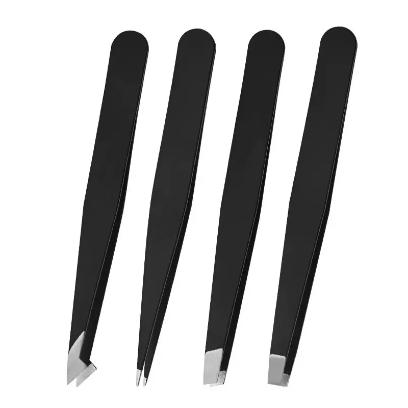 4-teiliges Pinzetten-Set, professionelle Pinzetten aus Edelstahl für Augenbrauen, tolle Präzision für Gesichtshaare, Splitter, eingewachsene Haare