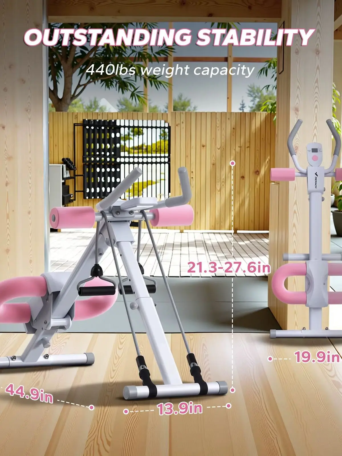 MERACH 2314 Bauchtrainer Verstellbarer Trainingsapparat Faltbarer Knie-Schutz Bauchmuskel-Übungsgerät Core Ab Trainingssystem