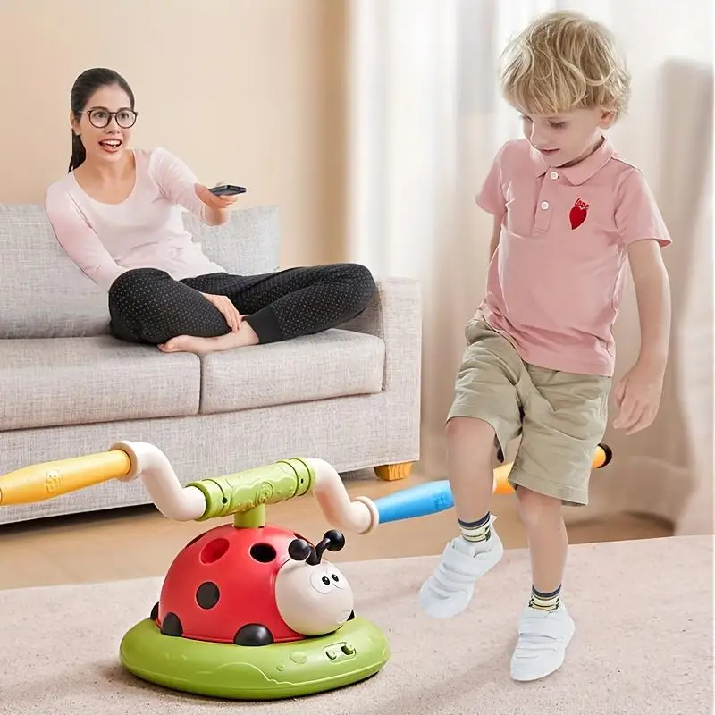 

3-in-1 Remote-Control Ladybug Sports Machine Toy, with seesaw/soaring rocket/circular game, for indoor and outdoor sports.