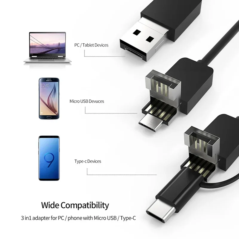 3.9/5.5/7.0/8mm 1080P 3 in1 strumento di ispezione endoscopica a doppia lente singolo endoscopio per tubazioni della fotocamera per auto Smartphone Mobile Android