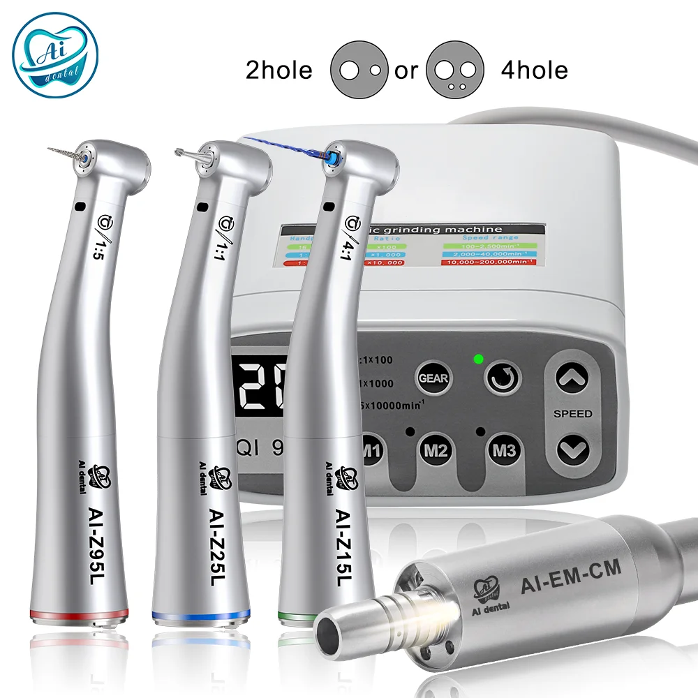 

AI-EM-CM Electric Micromotor LED Kit with Contra Angle Low Speed Handpiece Z95L/Z25L/Z15L Dental Endodontic Equipment 2/4 Holes