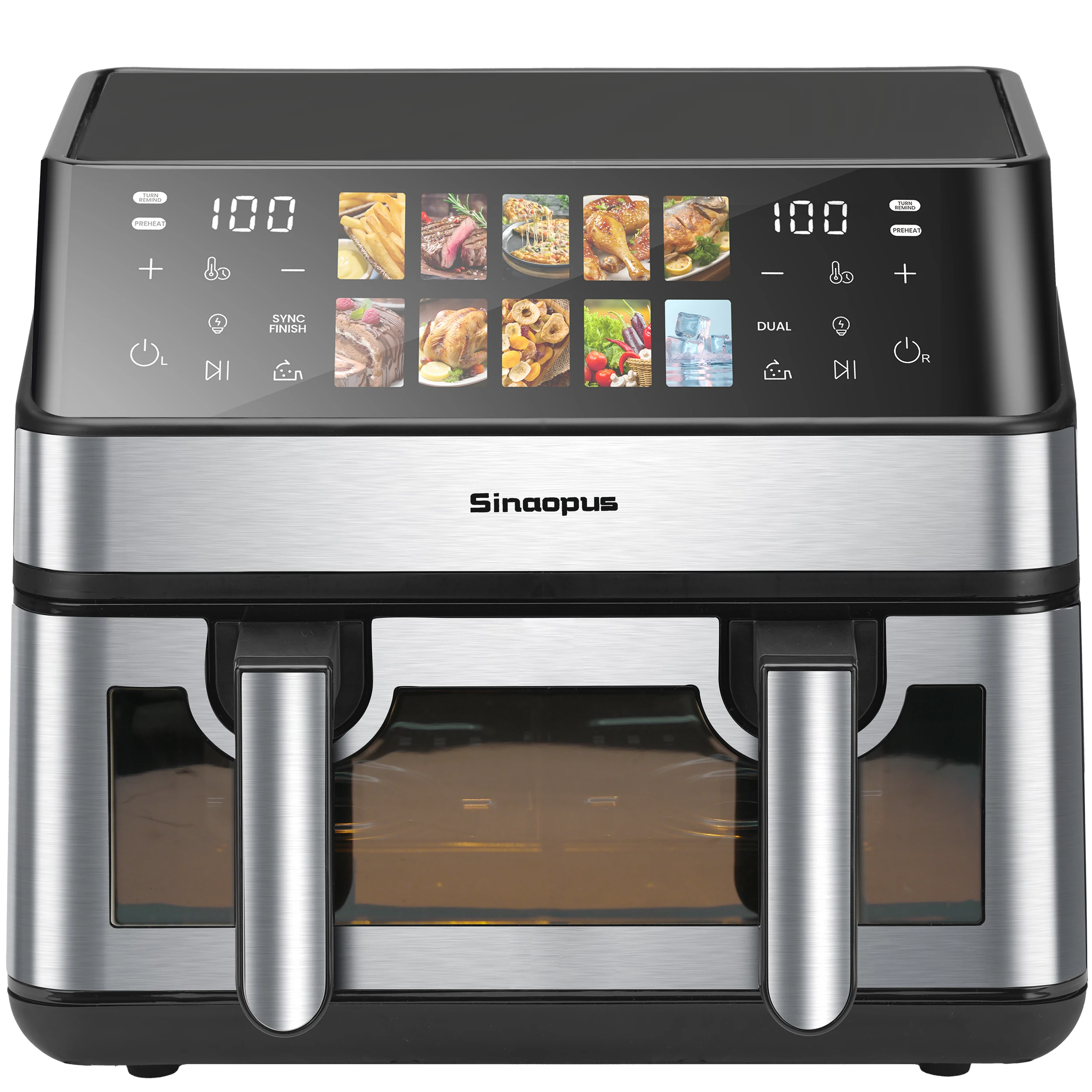 8,5-Liter-Heißluftfritteuse 2000W mit zwei Körben, LED-Touch-Sichtfenster, Backofen, 10 Programme, ölfrei, familienfreundlich & gesund