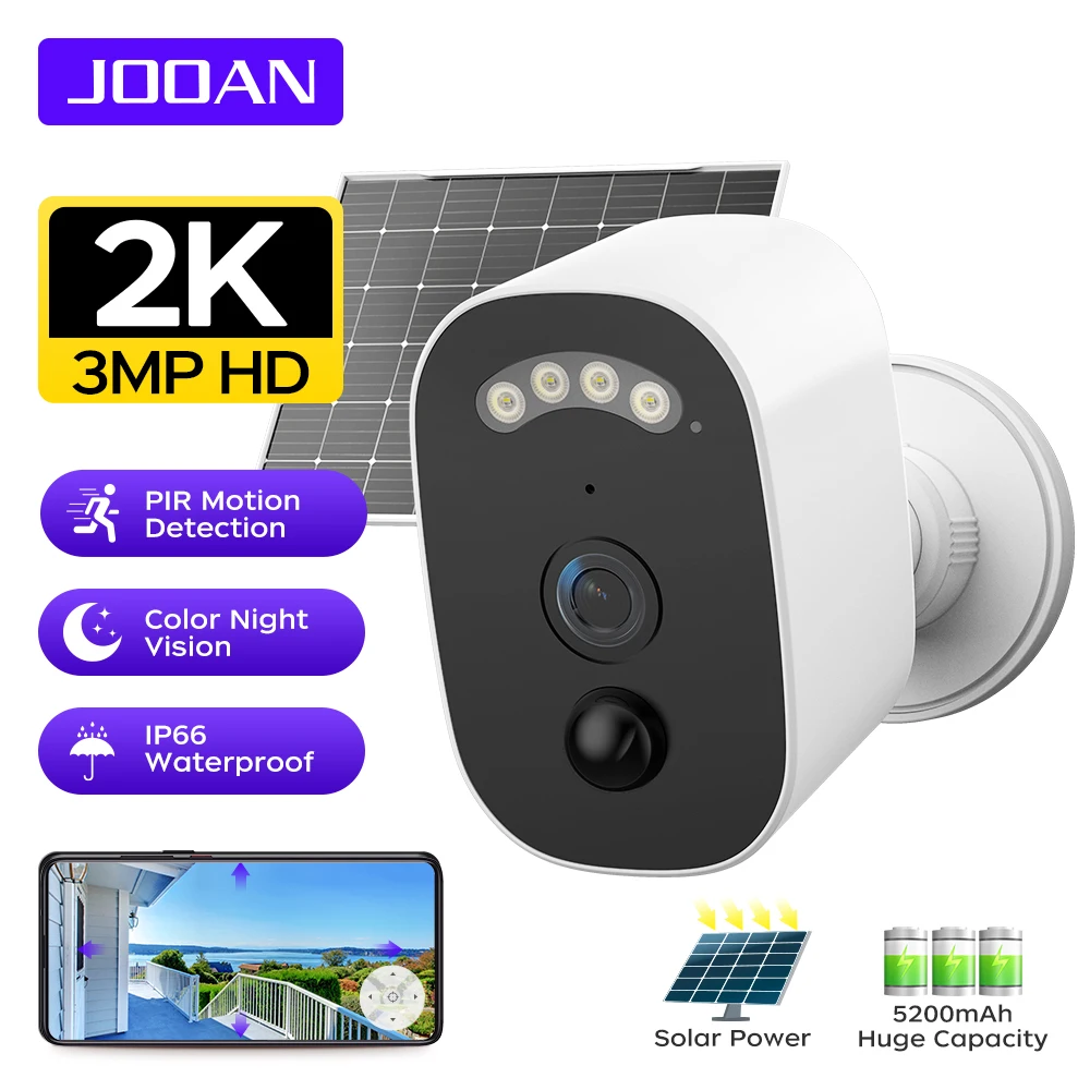 

JOOAN 3MP WiFi Camera Outdoor Solar Battery Security Camera Human Detect Two Way Audio Surveillance