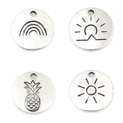 DoreenBeads 50 PCs Zinc Based Alloy Charms Pendants Round Antique Silver Color Pendants for DIY Jewelry Making 12mm Dia.