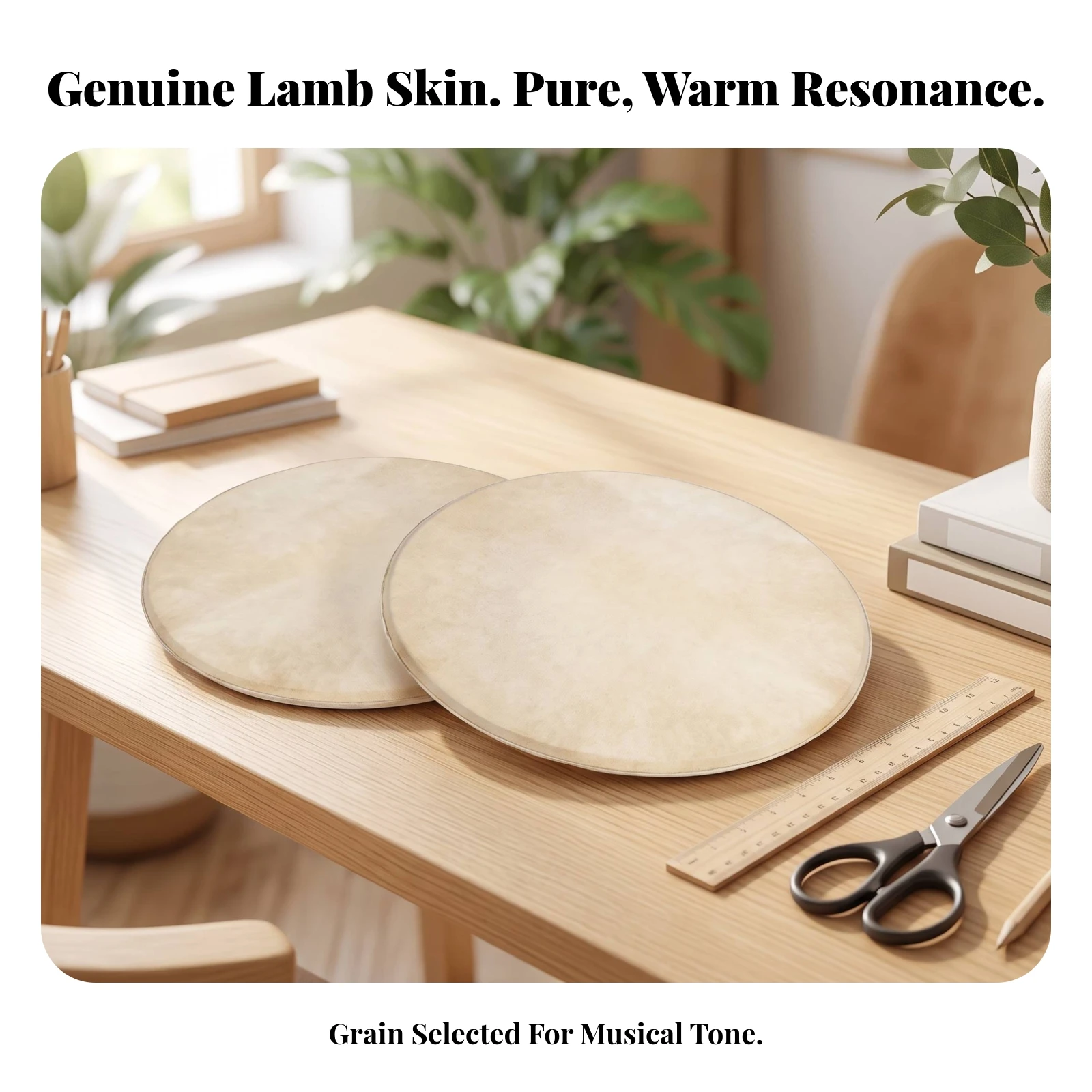 1 Pc Rawhide Drum Head Discs with Thin Edges Pre-Cut round Leather for Percussion Instrument