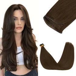 LaaVoo Seamless Genius Weft For Women 25G 16-24inch Real Brazilian Human Hair Virgin 12 Months Genius Weft Hair Extensions