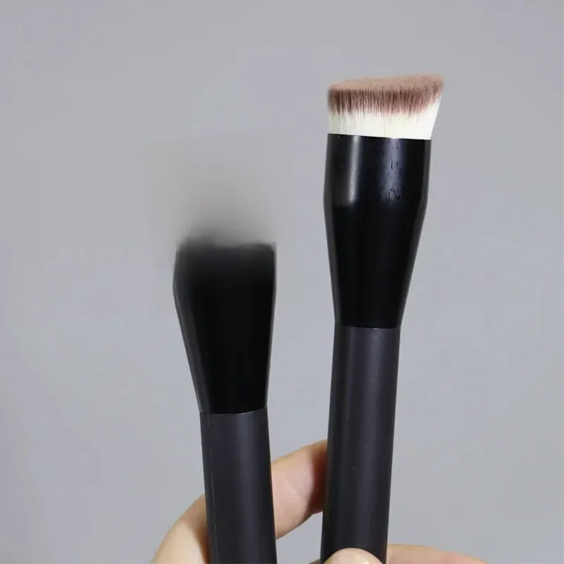 Pinceaux de maquillage pour fond de teint à dessus plat, cheveux synthétiques à angle plat, fond de teint pour Contour du visage, crème liquide bronzante, outil de maquillage de polissage