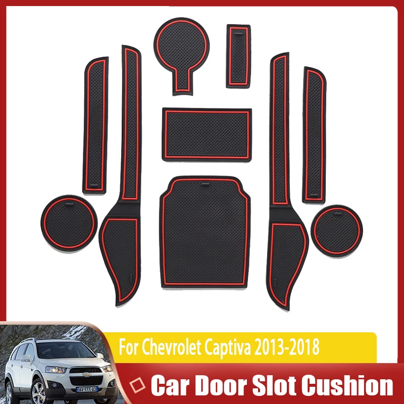 Car Door Groove Mat For Chevrolet Holden Captiva 7 C100 C140 2013~2018 Anti-dirty Slot Hole Pad Rubber Coaster Car Accessories