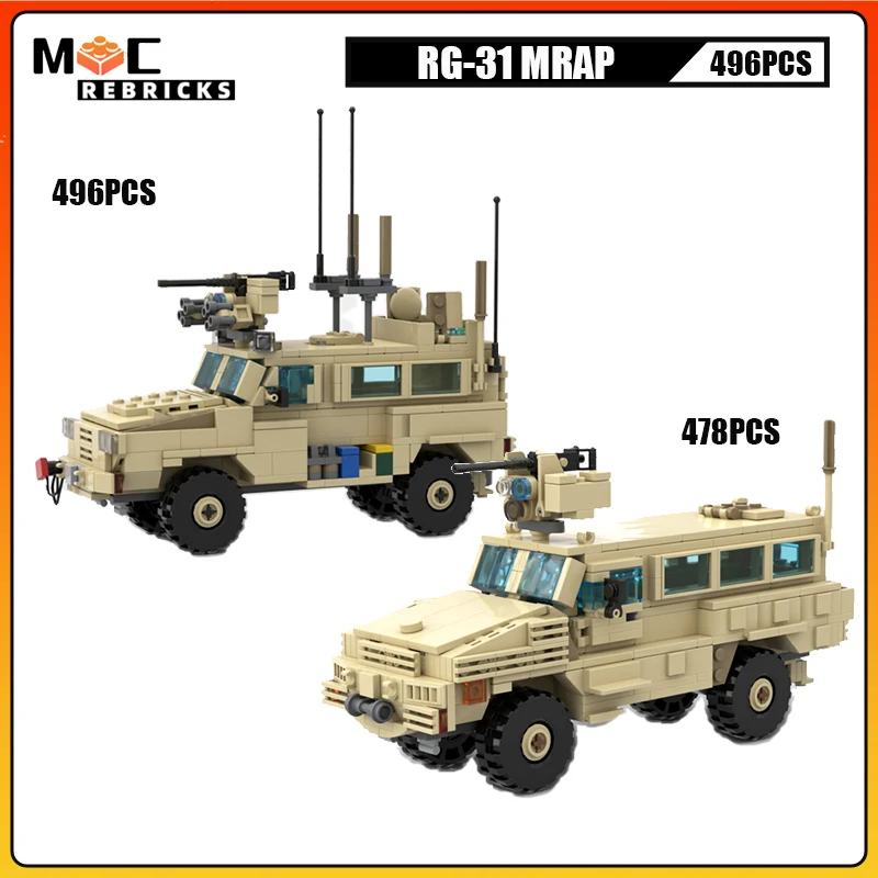 

WW2 Military Armored Car Series US RG-31 Mk MRAP Infantry Mobility Vehicle MOC Building Blocks Army Truck Model Bricks Toys