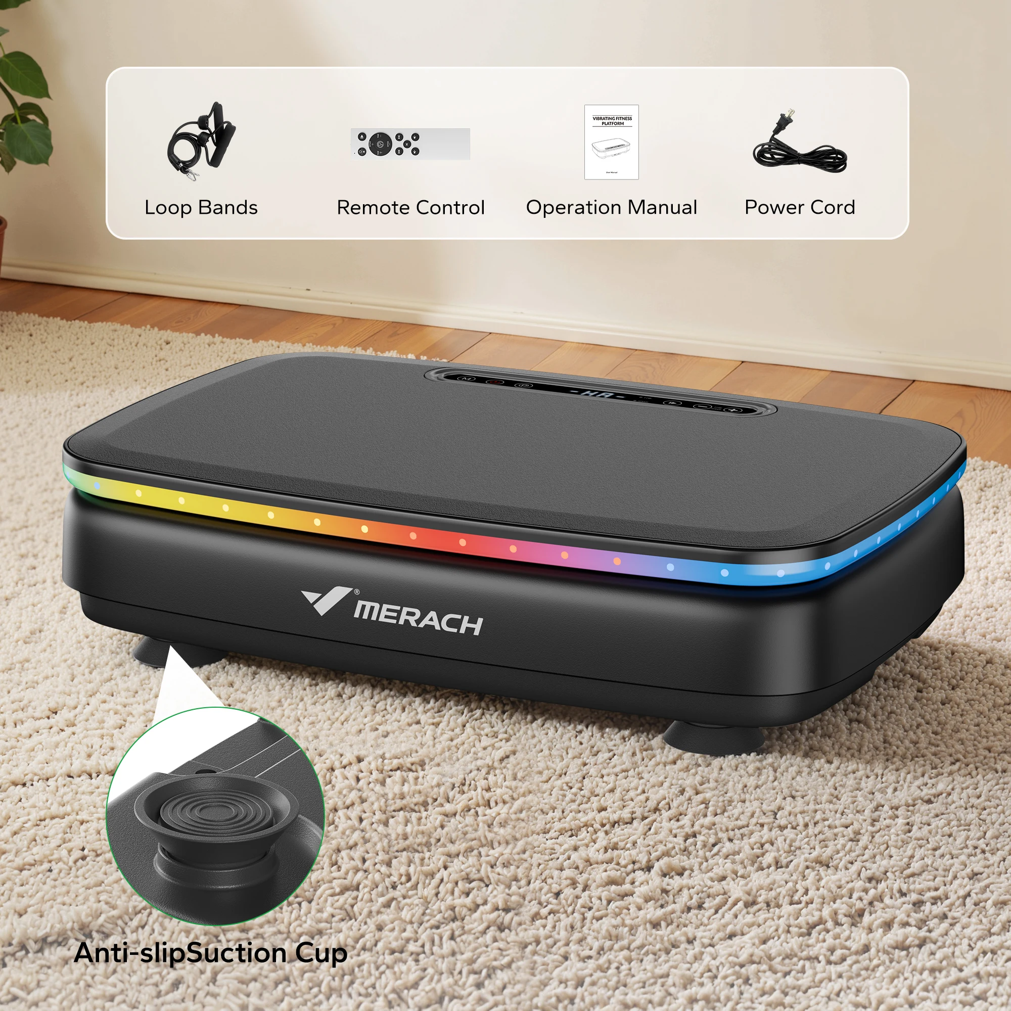MERACH Vibrationsplatten-Trainingsgerät mit leichtem Ganzkörpertraining Power Vibrate Platform Vibrationsplatte Lymphdrainage