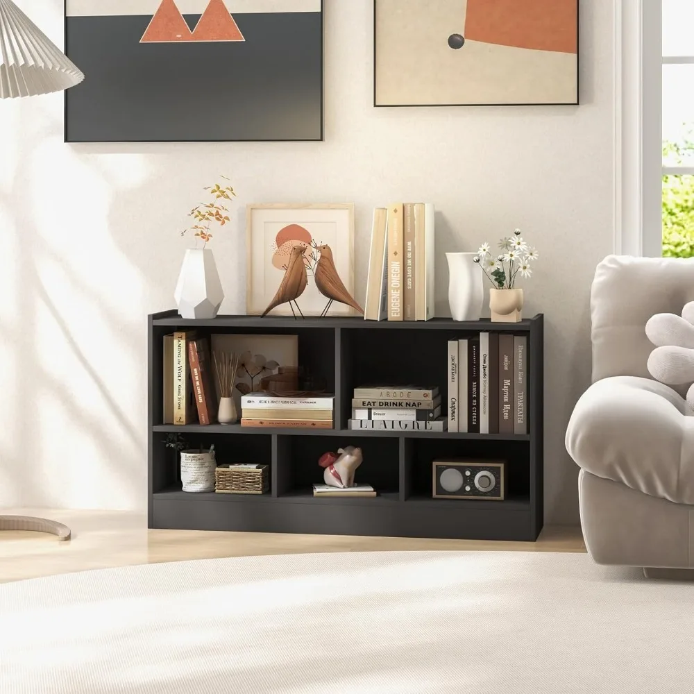 

2 Tier 5 Cube Bookcase, Open Shelf Storage Cabinet, Wooden Display Cabinet Shelf, Multipurpose Bookshelf