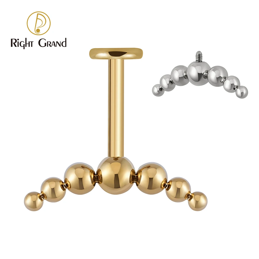 ASTM F136 Titânio Brinco de hélice vertical 7pcs aglomerado de miçangas 16G Perfuração de tragus de cartilagem Monroe Labret