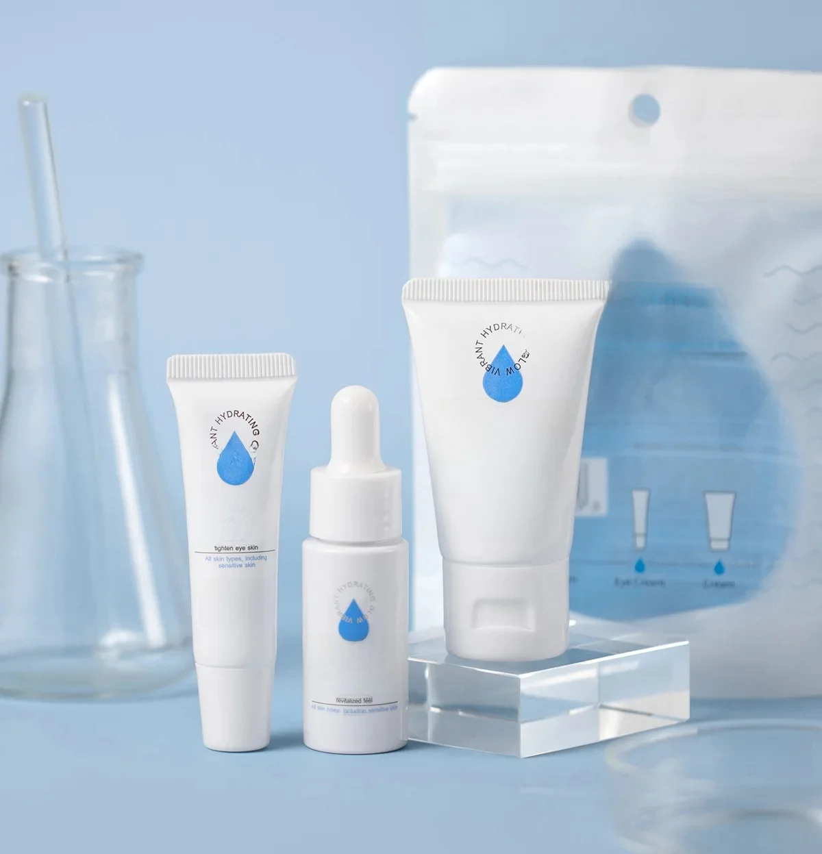 LAIKOU – ensemble de soins pour la peau, hydratation nourrissante contre les surtensions, 3 pièces (Essence + crème pour les yeux + crème pour le visage)