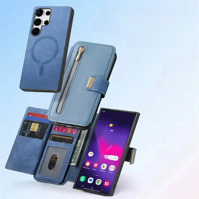 2-in-1 Afneembare Lederen Magnetische Kaarthouder voor Samsung Galaxy S26 Ultra S25 Edge 5G Flip Cover Wallet Funda Samsung S25 Plus FE - afbeelding 2