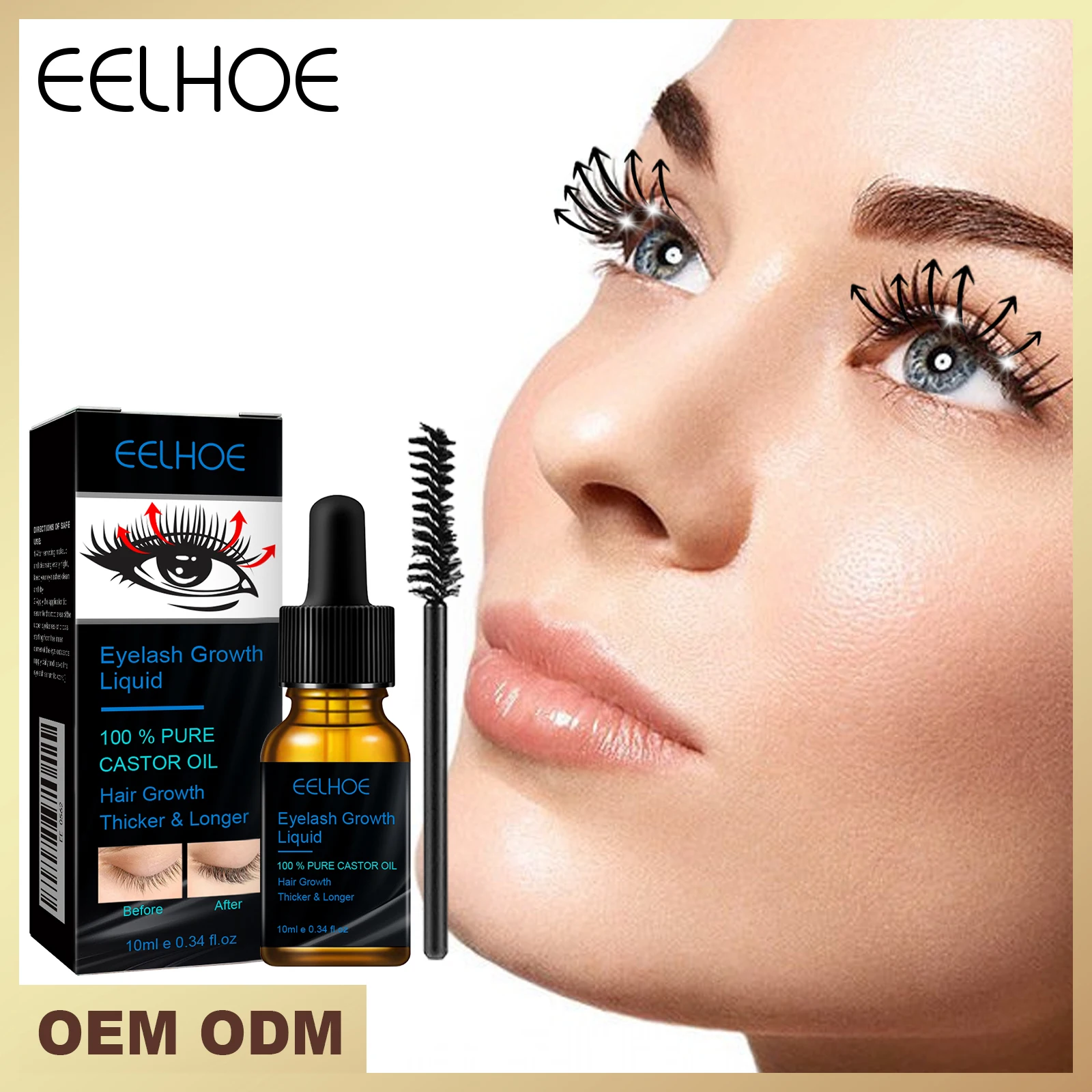 EELHOE Castor Oil Mascara Daily Natural Eyelash Curling Beautiful and Long-Lasting Makeup Gentle and Moisturizing Care Solution