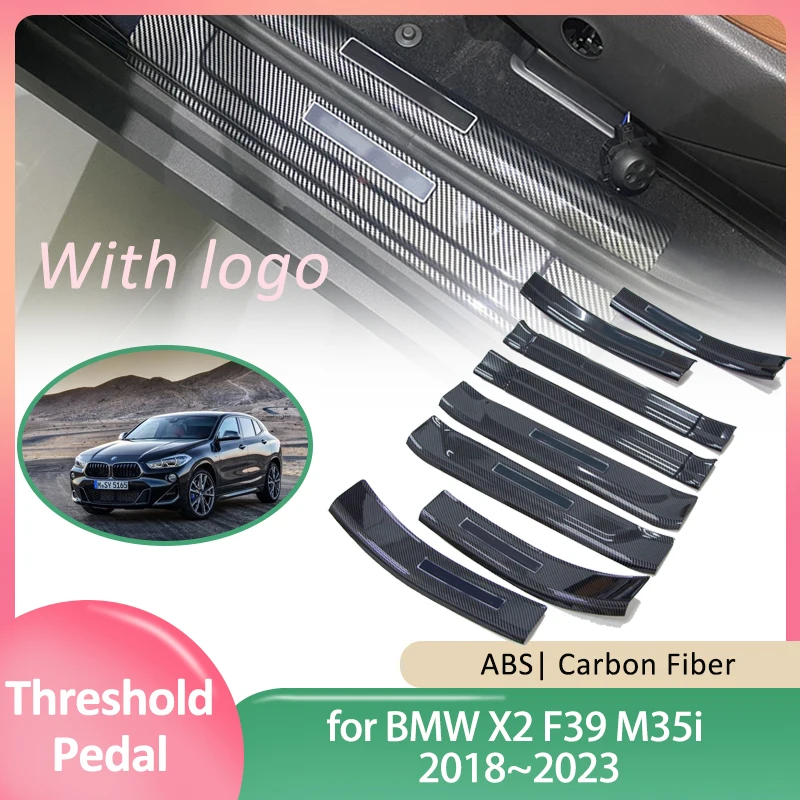 Car Door Sill Scuff Plate for BMW X2 F39 M35i 2018~2023 2019 2020 Welcome Pedal Threshold Guards Cover Sticker Decals Accessorie