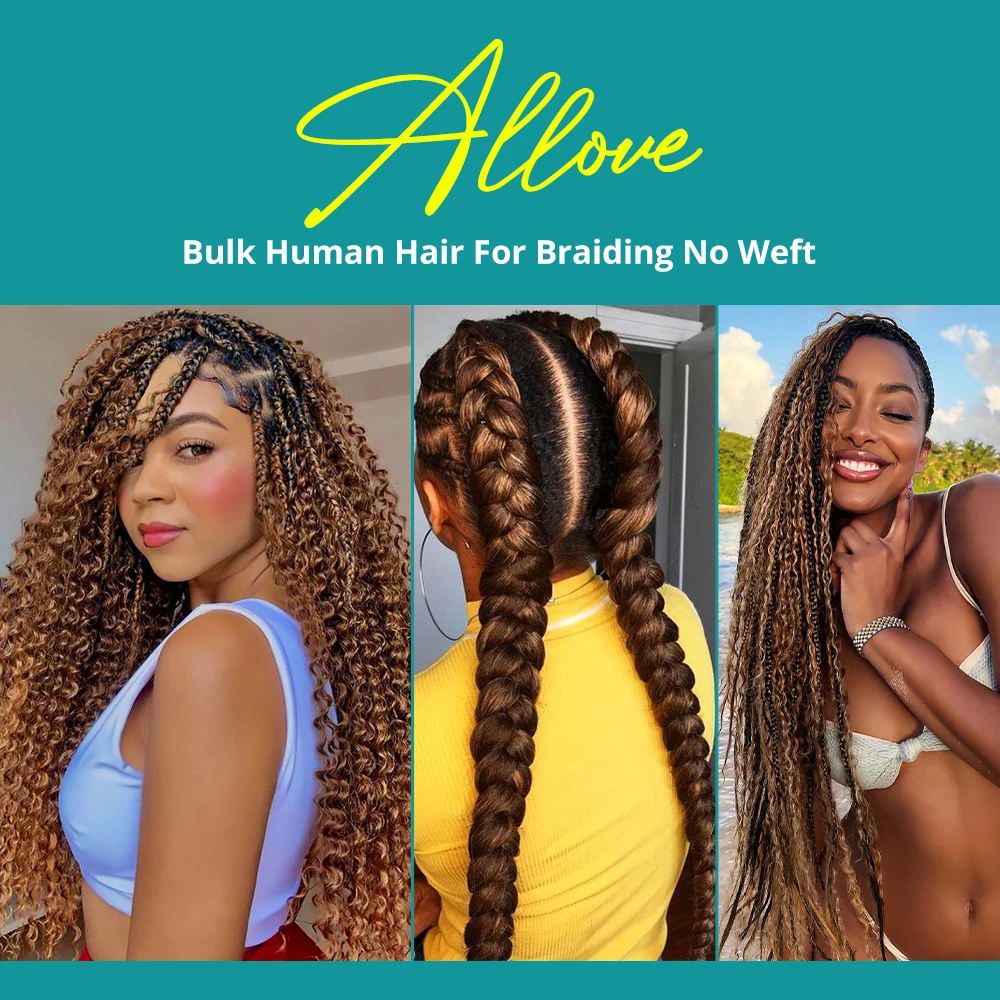 Highlight Bulk Human Hair For Braiding 4 27 Ombre Blonde Deep Wave Bundles Extensions For Boho Braids No Weft Bundles For Women