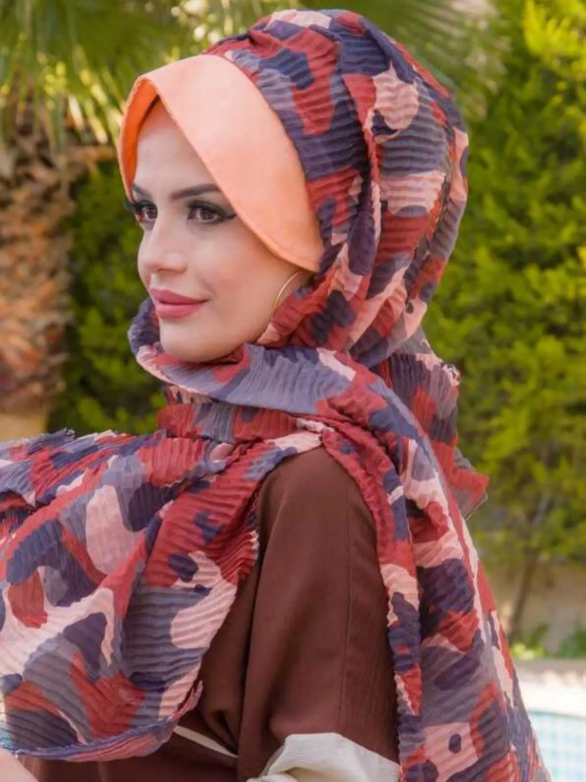 Patterned Pleat Hat Shawl, , Buy 3 Pay 2, Bonnet Muslim Fashion Hijab Casual Bonnet Summer Clothing Woman