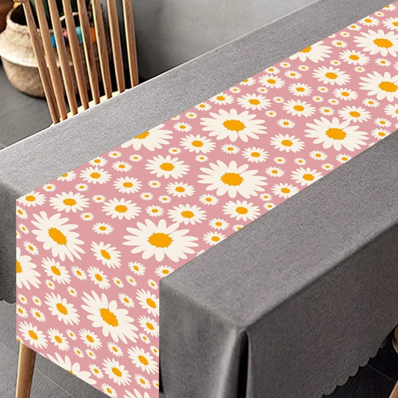 Daisy Table Runner Happy One Birthday Party Decorations Kids Favors Gifts Kitchen Dining Table Covers Girls Baby Shower Supplies