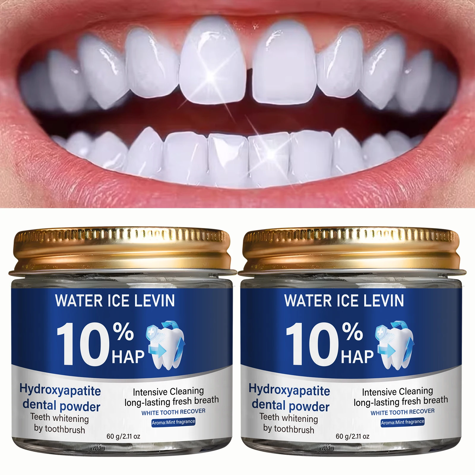 Hydroxyapatite 10% HAP Tooth Powder Deep Yellow Stain Cleaning Teeth Whitener Mint Breath Portable Travel Oral Care