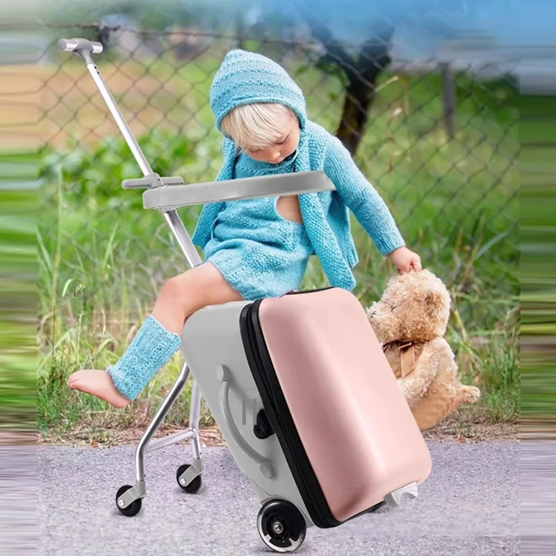 

Children's Luggage can Sit and Ride Boys and Girls Baby with Guardrail Free Installation Can Boarding Waterproof Suitcase