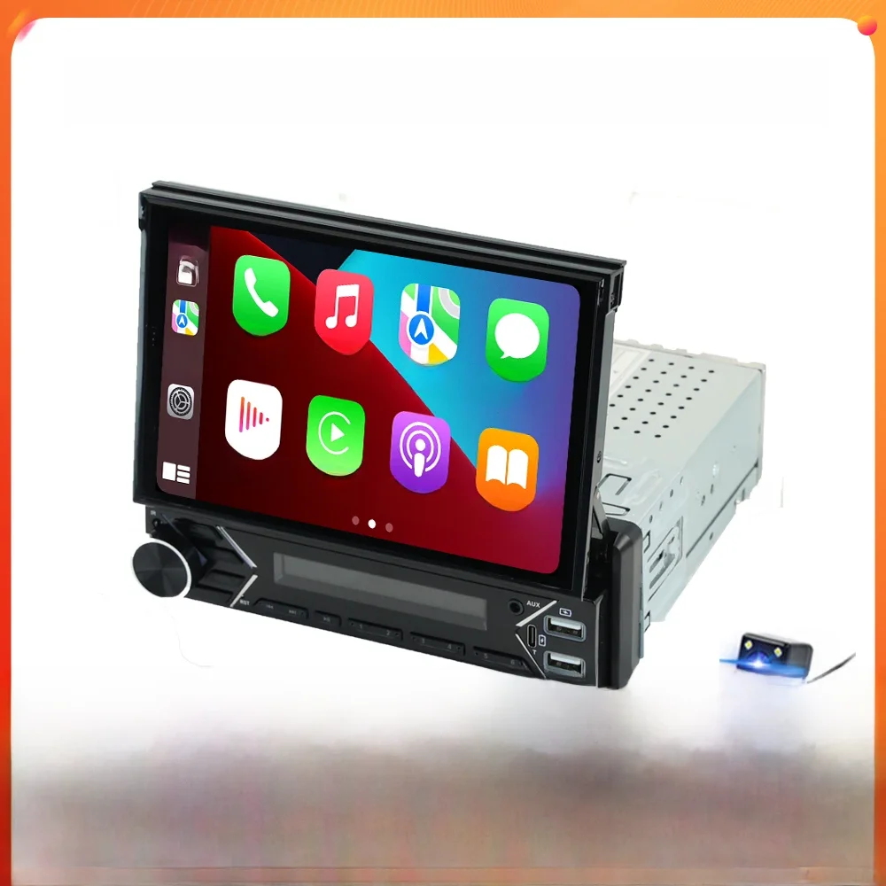 Mekede 1din 7 "Intrekbaar Touchscreen Mp5 Autoradio Speler Auto Draadloze Carplay Android Auto Spiegel Link Video Usb Speler - afbeelding 2
