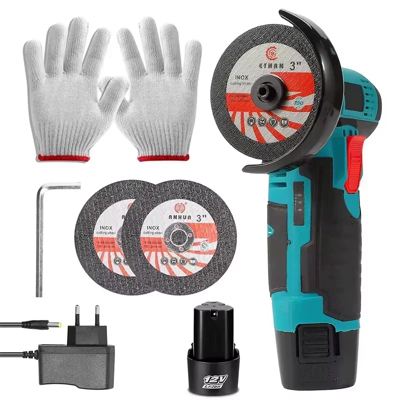 12V Kabelloser Winkelschleifer-Set Lithium-Akku Wiederaufladbar 19500 U/min Mini-Polier- und Schneidemaschine Werkzeuge für DIY-Heimprojekte