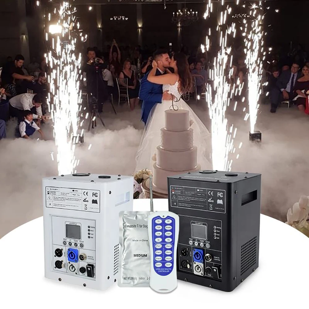 Podiumeffecten Koude Vonkmachine 600W Met Luxe Flycase Afstandsbediening Binnen Buiten Fonteinpoeder 2-3M Voor Podiumfeest