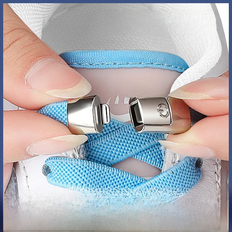 No Tie Schnürsenkel Press Lock Schnürsenkel ohne Krawatten Elastische Schnürsenkel Sneaker Kinder Erwachsene 8MM Verbreiterte flache Schnürsenkel für Schuhe