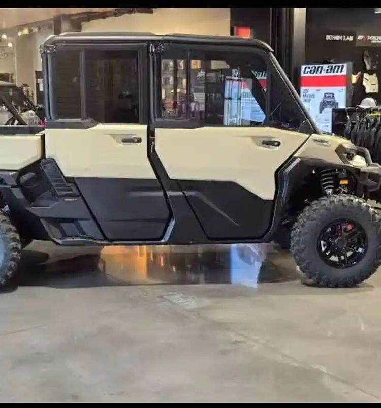 2026 Can-Am Defender MAX Limited HD11 – Desert Tan & Carbon — Premium 6-seat utility side-by-side with powerful performance, rugged capability, and a comfortable design. Built for work, hauling, farming, and off-road adventures.
