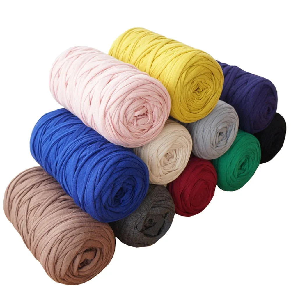 210 g/sztuk przędza fantazyjna do robienia na drutach gruba nić przędza z tkaniny szydełkowej torebka torba dywan poduszka bawełniana tkanina t-shirt przędza — zdjęcie 2