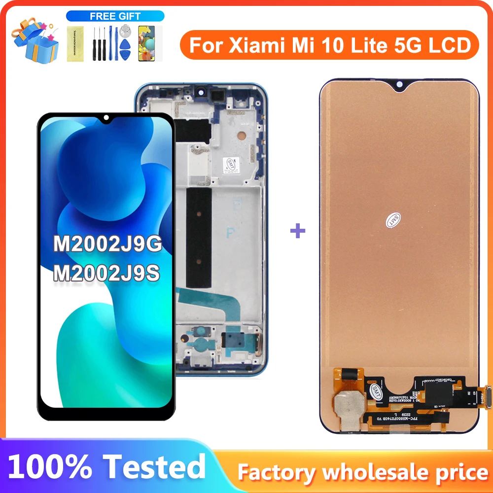 Ensemble écran tactile LCD avec châssis, pour Xiaomi Mi 10 Lite 5G, M2002J9G, 100% testé